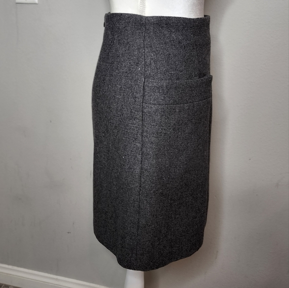 Katya Leonoviche faux wool grey skirt size 34 Italy Front Pockets Vegan Feminie - Picture 12 of 14